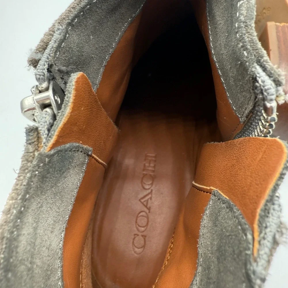 Coach Dani Bootie Western Heather Grey‎ Suede Ankle Boots 7.5B